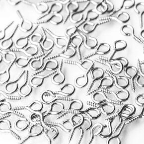 Super Z Outlet 10mm x 3mm Mini Silver Metal Hoop Eye Pin Screws for Arts & Crafts Projects, Cork Top Bottles, DIY Jewelry, Charm Bead Pieces (100 Pieces)