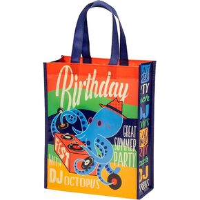 WRAPAHOLIC Large Reusable Birthday Gift Bag with Handles - 10 x 5 x 13 inch - Adorable Shark Have a Jawsome Birthday