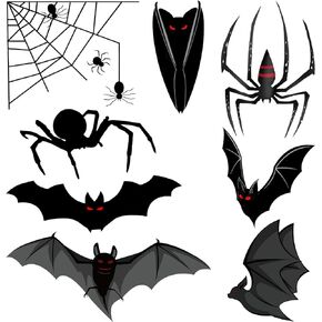 120 Pieces Bat Stickers Halloween Window CLings Bat Window Decals Non Adhesive Vinyl Spider Window Sticker for Home Office Decorations(120)