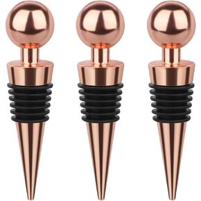 3 Pcs Wine Stopper Bottle Stopper Wine Saver, Yimerlen Silicone Vacuum Wine Bottle Corks, Reusable Wine Stopper Used for Bar, Holiday Party Keep Wine Fresh Suitable for Standard Bottle (Gold)