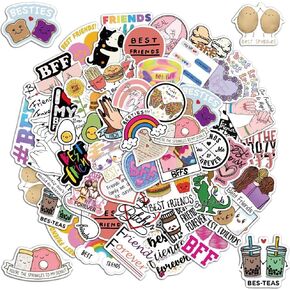 Friendship Stickers, 50Pcs Best Friends Forever Aesthetic Stickers Decals for Adult Teen Kids, Cute Friends Stickers Pack for Laptop Water Bottle Luggage Skateboard Bumper Car