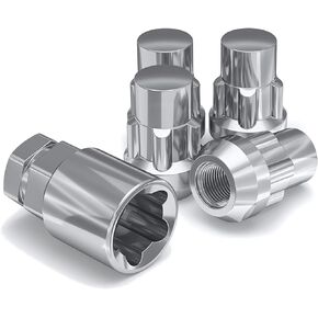 White Knight 40600S Chrome M12 x 1.25 Thread Size Acorn Wheel Lock, 4 Pack