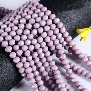 440Pcs Briolette Glass Beads for Jewelry Making, 4mm Faceted Crystall Beads for Bracelets Making, Rondelle Pink Glass Beads Bulk for Crafts Wine Charms Wind Chimes Suncatchers