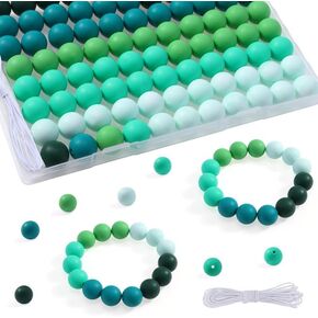 Song Xi 15mm Silicone Beads,5 Styles Gold Silvery Silicone Beads for Keychain Making, 90PCS Focal Beads for Bracelet, Round Metal Beads for Pens, Silicone Beads Bulk Crafts with Elastic Strings