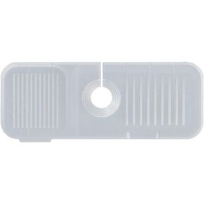 Kitchen Sink Splash Guard, 14.6" x 5.5“ Silicone Sink Faucet Mat, Sink Draining Pad Behind Faucet, Faucet Splash Catcher, Keep Kitchen and Bathroom Sinks Dry, Transparent