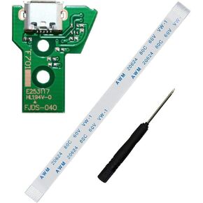 1 Set Green Micro USB Charging Port Socket Board with Flex Ribbon Cable Screwdriver for PS4 Controller Board JDS-040 JDS 040 Version,Accessories,PlayStation 4 Controllers Video Games