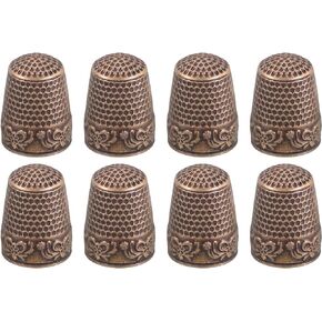 uxcell Sewing Thimble Finger Protector, 4 Pcs Metal Finger Shield Ring for Hand Sewing, Craft Accessories DIY Sewing Tools, Red Bronze