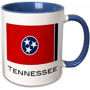 3dRose Tennessee State Flag Two Tone Mug, 11 oz, Black/White