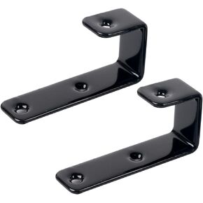 2 Pack Bunk Bed Ladder Hook, Inside 1" Kids Bunk Bed Replacement Hardware, Black PVC Metal Loft Bed Ladder Hooks, Camper/Rv Bunk Ladder Brackets with 2 Size Screws (2 Pack, Black)