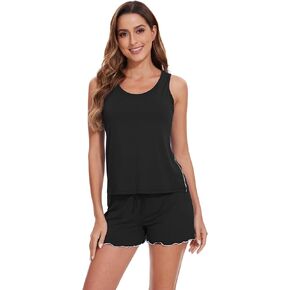 WiWi Viscose from Bamboo Pajamas for Women Tank Top and Shorts Pajama Set Soft Sleepwear S-XXL