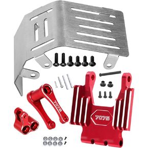 Upgrades Parts Aluminum 7075-T6 Knuckle&Pull Rod&Front Faucet Seat Support&Armor Protector Skid Plate for LOSI 1/4 Promoto-MX Motorcycle RTR FXR(los06000)(los06002),Red