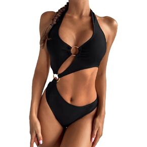 Women Sexy One Piece Swimsuit Bikini Set Fashoin Swimwear Solid Swimming Bathing Suit Female Beachwear