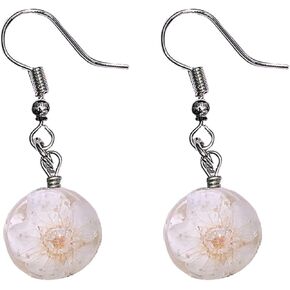 Pressed Flower Earrings Teardrop Glass Handmade Luxury Elegant Minimalist Lightweight Colorful Dangle Drop Earrings Party Fashion Jewelry Gifts for Women Girls