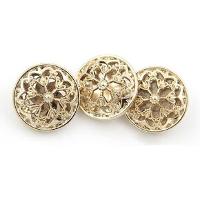 10PCS Clothes Button - Fashion Hollow Flower Metal Shank Round Shaped Metal Button Set Sewing Button (18mm, Black)