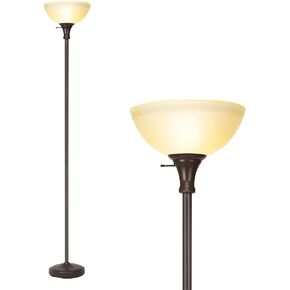 Floor Lamp Frosted White Glass Bowl Shade - for Room Decor - Bedroom Decor - Floor Lamp for Bedroom - Floor Lamps for Living Room (Brushed Nickel)