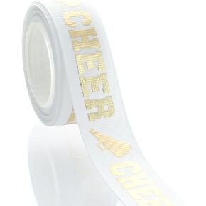 شريط Grosgrain بنص فضي مقاس 7/8 بوصة مقاس 5yd