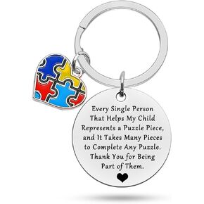 Heigebi Autism Awareness Gift Autism Awareness Keychain Thank You Gifts for Autistic Teacher Therapist Appreciation Gift
