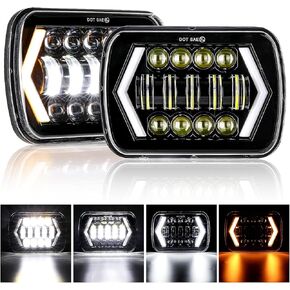 VESTER 5x7 Led Headlights, 170W 7x6 Led Headlamp with DRL High Low Beam Rectangular H6054 5054 Sealed Headlight Compatible with Jeep Wrangler Cherokee XJ H6054LL 69822 6052 6053, 2Pcs Black