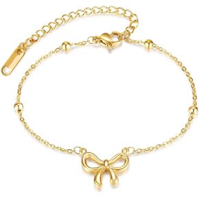 Gold Bow Bracelet for Women Adjustable Bow Ribbon Bracelet Dainty Bow Bracelets Jewelry Gifts for Women