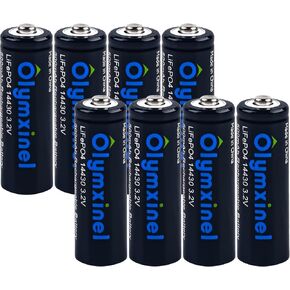 14430 3.2 Volt Rechageable Solar Battery - 4/5AA 500mAh LiFePO4 Battery for Outdoor Solar Lights,Tooth Brush, Shaver (8)