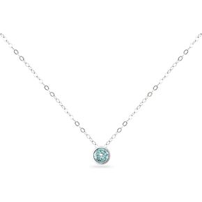 B. BRILLIANT Sterling Silver 7mm Round Bezel Set Genuine Simulated Gemstone Solitaire Pendant Dainty Choker Necklace for Women Girls Jewelry Gift Box