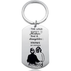 Mother and Daughter Knows No Distance Keychain for Mom Daughter Gift Live Far Away Apart Thinking of You Birthday