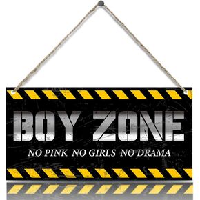 منطقة الصبي معلقة علامة خشبية الرجل الصغير الكهف لا الوردي لا الفتيات لا الدراما اقتباس لوحة معلقة جدار الفن ديكور لحضانة الأطفال الصغار الأولاد غرفة نوم غرفة المعيشة ديكورات غرفة المعيشة 12 بوصة × 6 بوصة (J686) in Kuwait