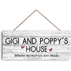 12x6 inch New Sign Gigi and Poppy's House Sign, Where Memories are Made, Distressed Style, Gift for Grandparents, Indoor Outdoor Sign