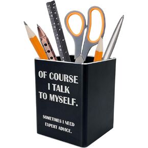 Vowcarol Engineer Gift Funny Pen Pencil Holder Metal Pen Cup Desk Decor- Black