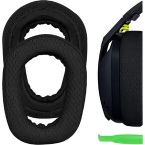 Geekria Comfort Mesh Fabric Replacement Ear Pads for Logitech G435 G335 Headphones Ear Cushions, Headset Earpads, Ear Cups Cover Repair Parts (Black)