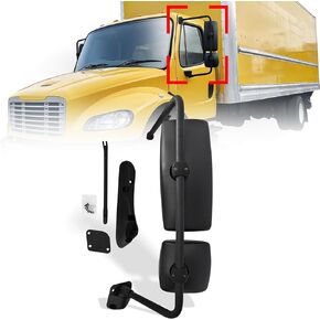 Chrome Door Mirror with Arm Assembly for INTERNATIONAL 4300 4400 7400 7600 8500 8600 Truck, Driver/Left Side
