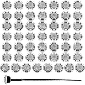 (Pack of 50 3/4 Inch Mini Round Clear Lens Red LED 3 Diodes Side Marker Indicator Lights Sealed Brake Stop Flush Mount Trailer Lorry Bus Truck Chrome Bezel 12V DC