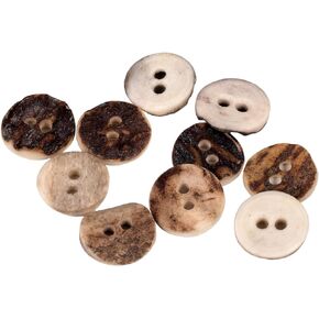 Natural Round Shape Deer, Elk Antler Buttons 3 Sizes 5pieces (25 mm (0.98 inch))