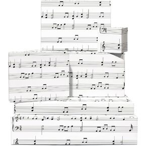 CENTRAL 23 White Wrapping Paper - 6 Sheets of Gift Wrap and Tags - Musical Notes - Music - Birthday Wrapping Paper for Men Women - Comes with Fun Stickers - Recyclable