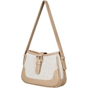 Stylish Canvas and PU Patchwork Crossbody Bag Shoulder Purse with Adjustable Straps Retro Versatile Women Hubo Bags