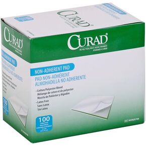 Medline Curad Sterile Nonadherent Pad, Soft, Perforated, Absorbent, Cotton/Polyester, 2" x 3", Sterile, 100 Pads
