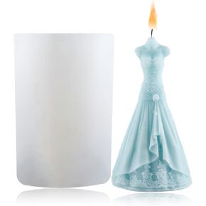 XIAOSHUI Wedding Dress Silicone Candle Mold Wedding Dress Molds Wedding Dress Candle Mold for Candle Making Candle Home Decoration Aromatherapy Gypsum Candles