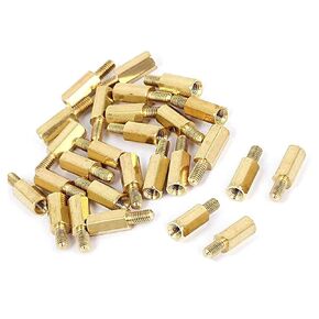Luomorgo M3 Male to Female Thread Brass Hex Standoff Pillar Spacer Hex Spacer Nut (M3 x10+6mm) 100pcs