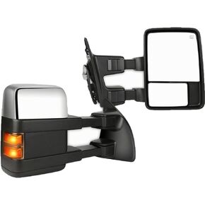 Towing Mirrors Fit for 1999-2007 for Ford F250 F350 F450 F550 Super Duty Side Mirror with Power Adjusted Heated Turn Signal Light Manual Telescoping Driver Side and Passenger Side 1 Pair