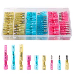 150PCS Heat Shrink Bullet Connectors, Heat Shrink Female & Male Connectors Bullet Terminals, Insulated Waterproof Marine Crimp Automotive Connectors Wire Splice Connectors Kits