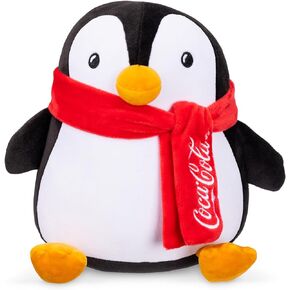 Coca-Cola 9" Penguin with Scarf Snowball Plushies, Soft, Squishy Stuffed Animal, Great Gift for Boy, Girl, Kids & Toddlers for Christmas & Birthdays, Cuddle Pillow, Dorm Bed Décor