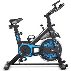 Indoor Cycling Bike, Exercise Bike w/Resistance Adjustment, Stationary Fitness Machine w/Comfortable Seat Cushion, Silent Belt Drive, Phone Holder, Fitness Training Bike for Home Gym
