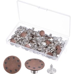 HARFINGTON 100 Sets Button Pins for Jeans, 17mm No-Sew Removable Instant Adjustable Replacement Metal Hemming Pattern Denim Jeans Buttons Pins Tightener for Pants Bags Hats, Bronze