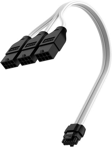 12VHPWR 600W PCIe 5.0 Power Extension Cable, PowerBear Gen 5 PSU Adapter, Fits Type-4 PSUs via Three 8-pin PCIe to 12+4 pin 16AWG Connector for RTX 4090 4080 3090TI 4070Ti Graphics Card GPU, 30cm in Kuwait