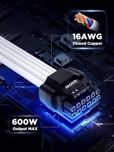 12VHPWR 600W PCIe 5.0 Power Extension Cable, PowerBear Gen 5 PSU Adapter, Fits Type-4 PSUs via Three 8-pin PCIe to 12+4 pin 16AWG Connector for RTX 4090 4080 3090TI 4070Ti Graphics Card GPU, 30cm in Kuwait