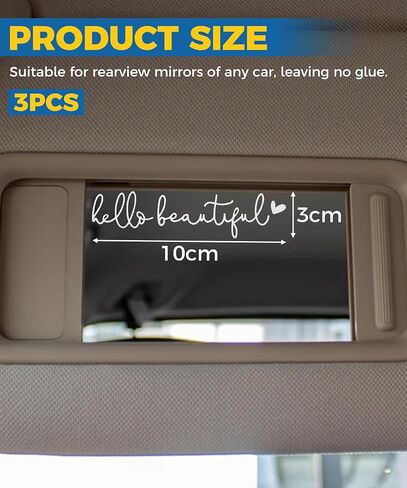 Car Decals,Car Window Decals,Decals for Vehicles,Car Accessories Car Window Stickers,Self Affirmations Decal,Hello Beautiful Mirror Decal,Rear View Mirror Sticker,Car Stickers for Women (White) in Saudi Arabia