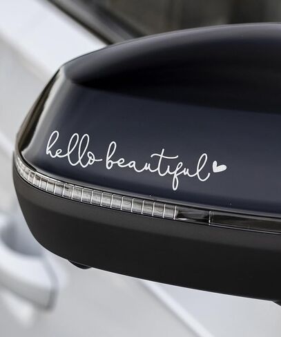 Car Decals,Car Window Decals,Decals for Vehicles,Car Accessories Car Window Stickers,Self Affirmations Decal,Hello Beautiful Mirror Decal,Rear View Mirror Sticker,Car Stickers for Women (White) in Saudi Arabia