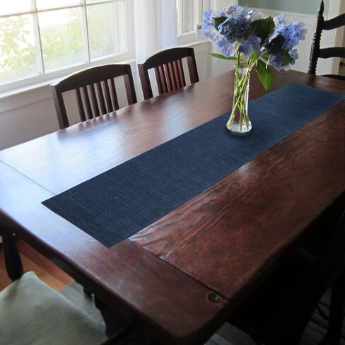 CAIT CHAPMAN HOME COLLECTION Texture Design Woven PVC Rectangular Heat Insulation Texteline Table Runner (All Black) in Kuwait