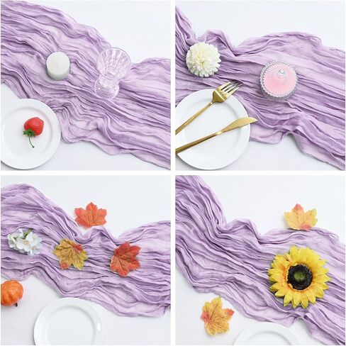 20 Pcs Lavender 10FT Cheesecloth Table Runner 23"x120" Boho Gauze Table Runner Rustic Sheer Runner Romantic Cheese Cloth Long Table Runner for Wedding Arch Bridal Baby Shower Birthday Party Décor in Saudi Arabia