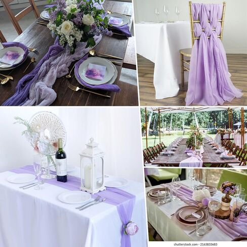 20 Pcs Lavender 10FT Cheesecloth Table Runner 23"x120" Boho Gauze Table Runner Rustic Sheer Runner Romantic Cheese Cloth Long Table Runner for Wedding Arch Bridal Baby Shower Birthday Party Décor in Saudi Arabia